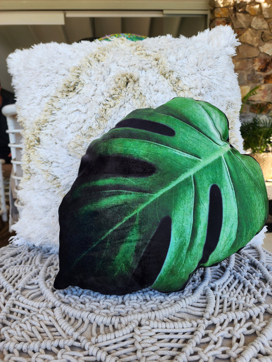 Monstera Deliciosa Velvet Leaf Pillow