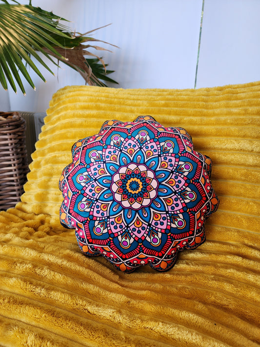 Pink & Orange Mandala Velvet Pillow