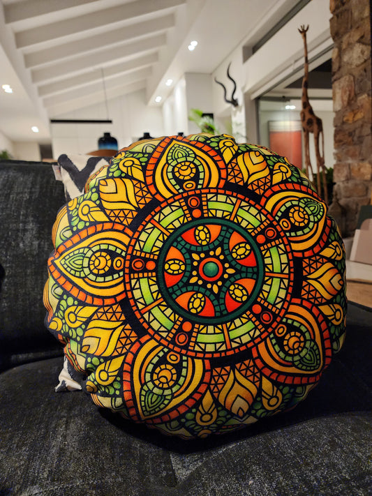 Yellow & Orange Mandala Velvet Pillow