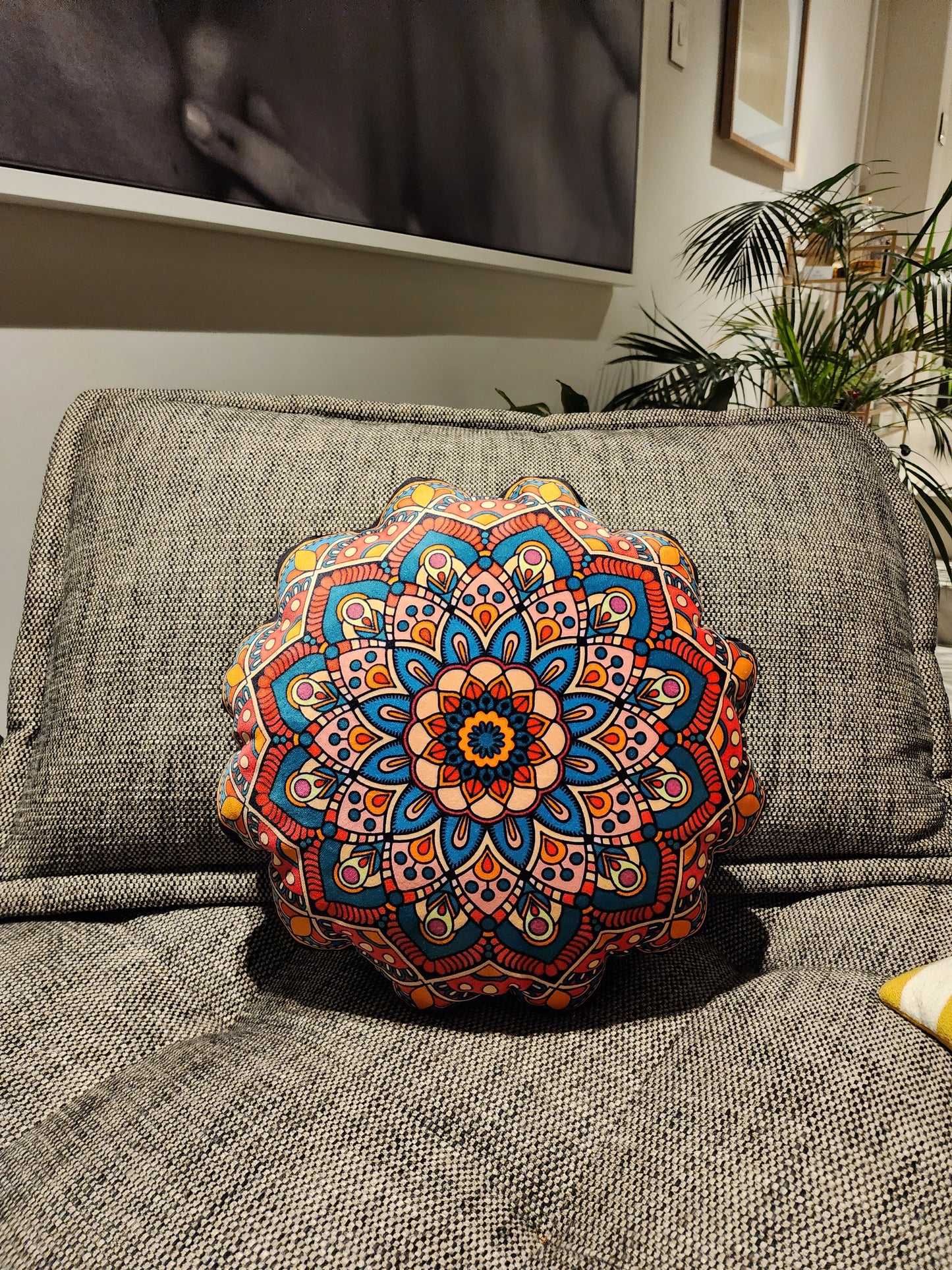 Pink & Orange Mandala Velvet Pillow